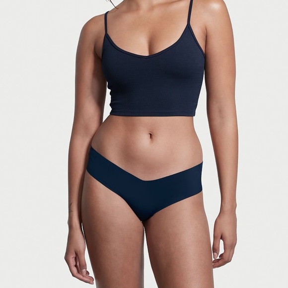 Victoria's Secret Sexy Illusions No Show Hiphugger Panty Noir Navy Small NEW - Picture 2 of 6